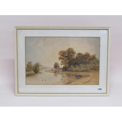 1206 - S. COURTA?? - A BEND IN THE RIVER, SIGNED WATERCOLOUR, F/G, 32CM X 48CM