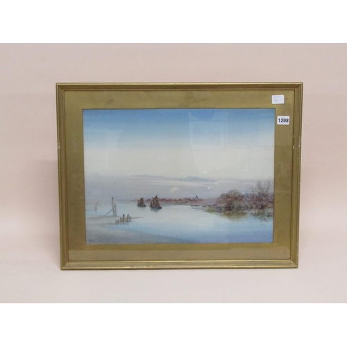 1208 - A E SAUNDERS, NORFOLK COASTAL SCENE SIGNED WATERCOLOUR F/G 36 x 49 cms