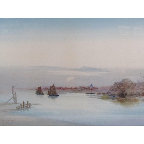 1208 - A E SAUNDERS, NORFOLK COASTAL SCENE SIGNED WATERCOLOUR F/G 36 x 49 cms