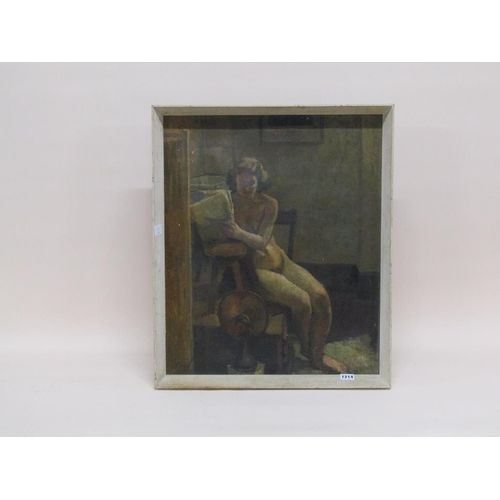 1214 - KARL KOEBLER - STUDY OF A NUDE FEMALE, SIGNED OIL ON CANVAS, FRAMED, 59CM X 49CM