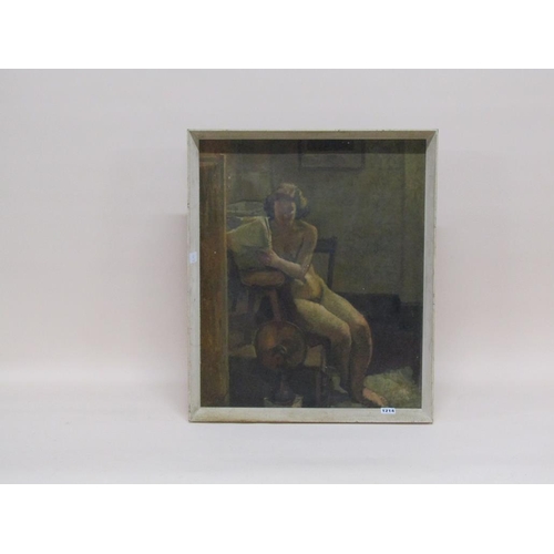 1214 - KARL KOEBLER - STUDY OF A NUDE FEMALE, SIGNED OIL ON CANVAS, FRAMED, 59CM X 49CM