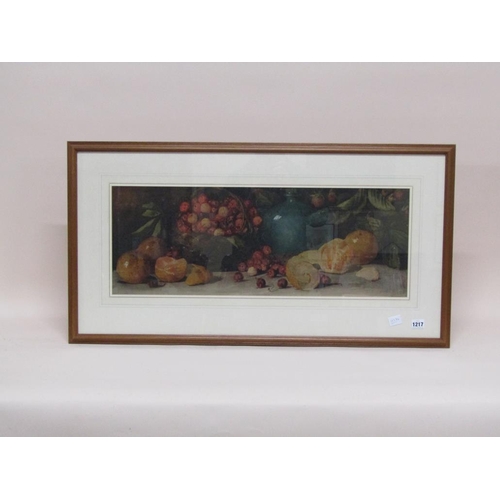 1217 - T IVETLEY - STILL LIFE, FRUIT, WATERCOLOUR, F/G, 28CM X 73CM