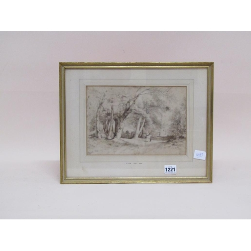 1221 - In the manner of David Cox, and signed 'D Cox 30' - Country scene with figure leaning on a gateway, ... 