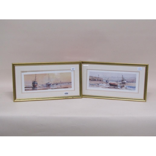 1222 - PAIR OF LIMITED EDITION SIGNED PRINTS - BOATS MOORED AT LOW TIDE BY RAY BALKWILL