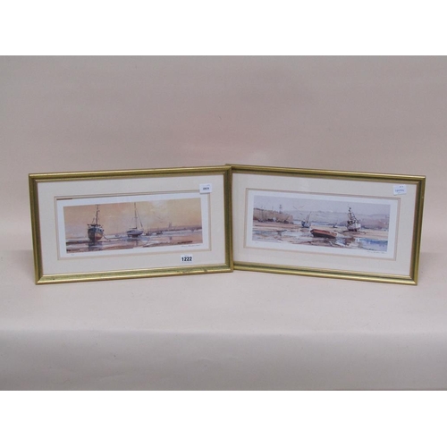 1222 - PAIR OF LIMITED EDITION SIGNED PRINTS - BOATS MOORED AT LOW TIDE BY RAY BALKWILL