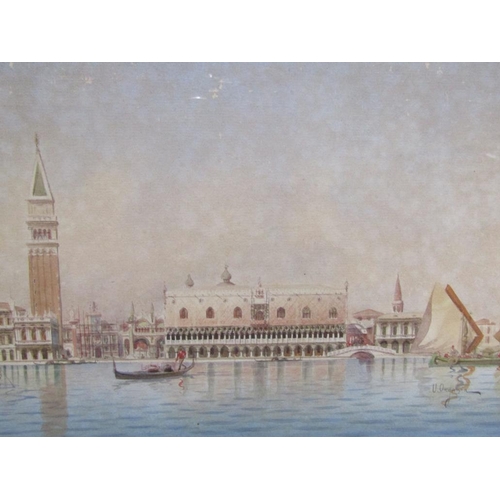 1228 - V ONGANIA - PAIR, VENETIAN SCENES, SIGNED WATERCOLOURS, F/G, 19CM X 29CM