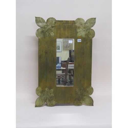 1229 - FRENCH CARVED AND PAINTED ART NOUVEAU PERIOD WALL MIRROR, 78CM X 52CM