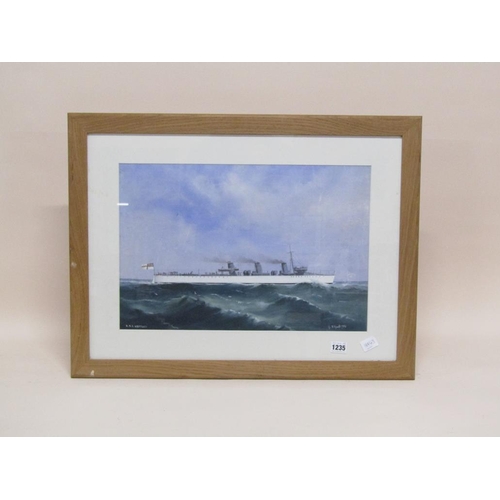 1235 - G.D ESPOSITO 1906 - HMS ALBATROSS, SIGNED WATERCOLOUR, F/G, 33CM X 48CM