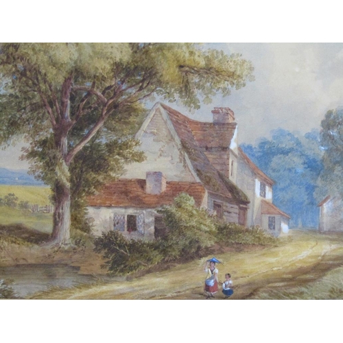 1238 - LATE 19C UNSIGNED - PAIR, STANMORE ROAD & COTTAGES STANMORE COMMON, WATERCOLOURS, F/G, EACH 24CM X 3... 