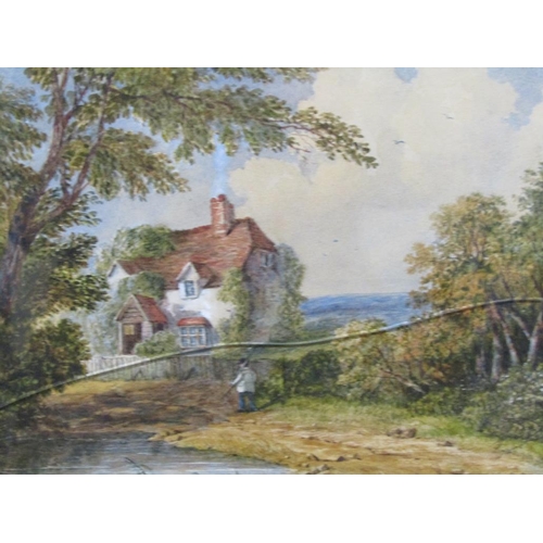 1238 - LATE 19C UNSIGNED - PAIR, STANMORE ROAD & COTTAGES STANMORE COMMON, WATERCOLOURS, F/G, EACH 24CM X 3... 