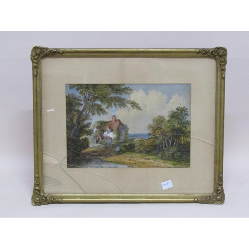 1238 - LATE 19C UNSIGNED - PAIR, STANMORE ROAD & COTTAGES STANMORE COMMON, WATERCOLOURS, F/G, EACH 24CM X 3... 