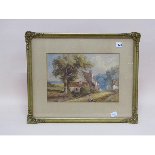 1238 - LATE 19C UNSIGNED - PAIR, STANMORE ROAD & COTTAGES STANMORE COMMON, WATERCOLOURS, F/G, EACH 24CM X 3... 