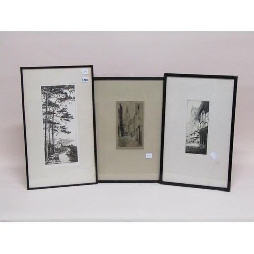 1240 - THREE F/G B&W ENGRAVINGS - DEVON COAST, THE ANCIENT HOUSE IPSWICH & ONE OTHER