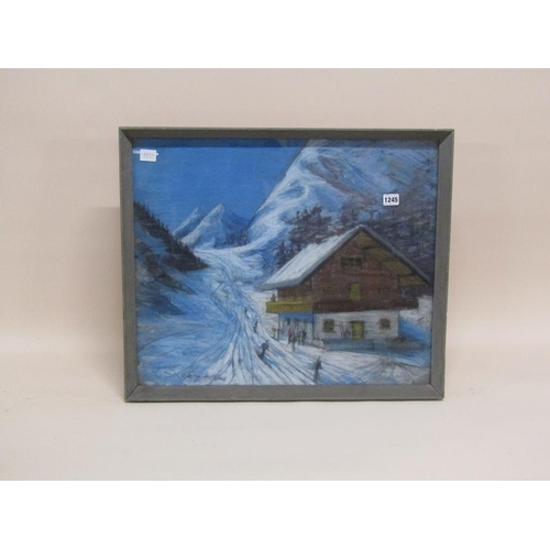 1245 - K. SKRZYPECKI - WINTER ON TYROL, ALPINE SCENE, SIGNED WATERCOLOUR, F/G, 50CM X 60CM