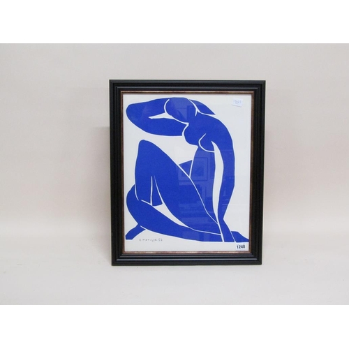 1248 - AFTER HENRI MATISSE - FRAMED PRINT, CONTEMPORARY STUDY OF NAKED FEMALE, 49CM X 39CM