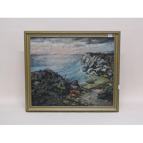 1255 - HUMPHRIES - ROCKY COASTLINE, OIL ON BOARD, FRAMED, 50CM X 65CM