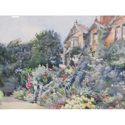 1257 - A. PAGEL-KENT? - SUMMERTIME GARDEN & RIVERSCAPE, SIGNED WATERCOLOURS, F/G, 29CM X 39CM