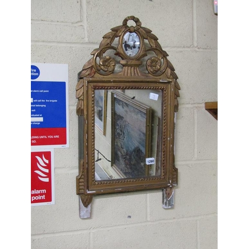 1260 - 19C GILT FRAMED AND STUCCO WALL MIRROR, 75CM X 40CM