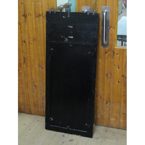 1261 - LATE 19C/EARLY 20C ORIENTAL BLACK LACQUERED AND PAINTED WALL MIRROR, 125CM X 50CM