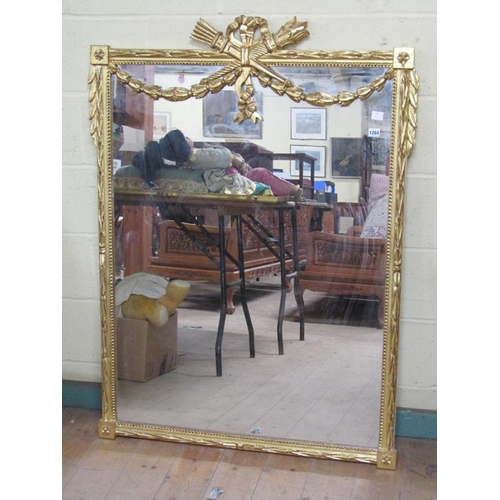 1264 - CARVED GILTWOOD LATE 19C/EARLY 20C MID GEOGRIAN STYLE WALL MIRROR, 132CM X 98CM