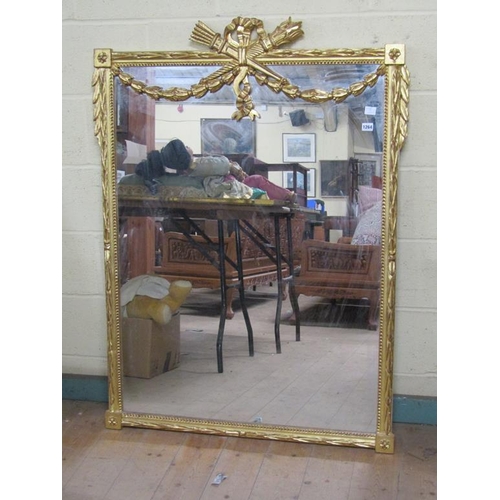 1264 - CARVED GILTWOOD LATE 19C/EARLY 20C MID GEOGRIAN STYLE WALL MIRROR, 132CM X 98CM