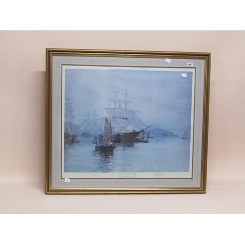 1267 - MONTAGUE DAWSON - COLOURED PRINT, THE PAGODA ANCHORAGE, F/G, 65CM X 78CM