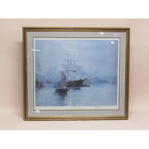 1267 - MONTAGUE DAWSON - COLOURED PRINT, THE PAGODA ANCHORAGE, F/G, 65CM X 78CM