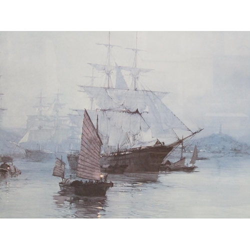 1267 - MONTAGUE DAWSON - COLOURED PRINT, THE PAGODA ANCHORAGE, F/G, 65CM X 78CM