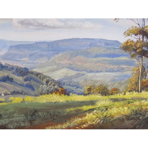 1268 - PHILIP H COOPER - LANDSCAPE WITH ROLLING HILLS, SIGNED OIL ON BOARD, FRAMED, 30CM X 60CM