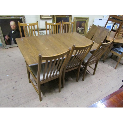 2059 - ERCOL EXTENDING DINING TABLE TOGETHER WITH A SET OF SIX CHAIRS