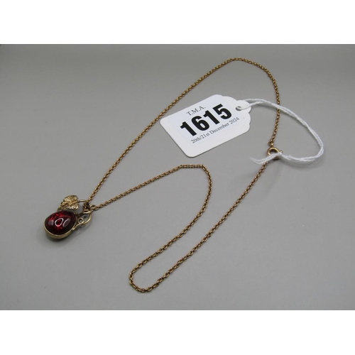 1615 - 15ct GOLD NECKLACE WITH A GOLD CABOCHON PENDANT