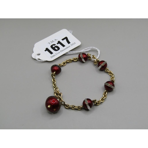 1617 - GOLD ENAMEL BEAD BRACELET