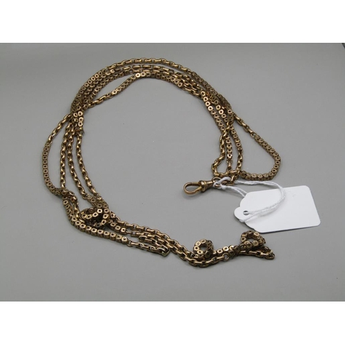 1619 - 9ct GOLD DOUBLE LONGUARD CHAIN 39.2g