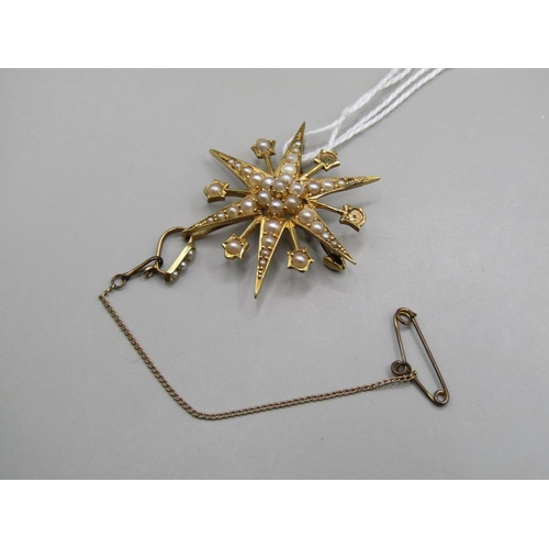 1627 - GOLD SEED PEARL STAR PENDANT BROOCH