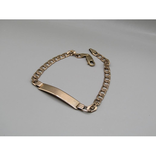 1637 - 9ct GOLD IDENTITY BRACELET WITH BLANK CART CARTOUCHE