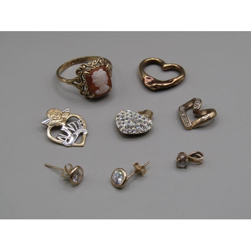 1641 - BAG OF 9ct GOLD TO INC. RINGS PENDANTS, EARRINGS ETC.