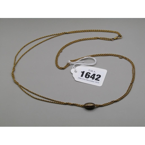 1642 - GOLD NECKLACE WITH A BEAN PENDANT SET WITH SEED PEARL