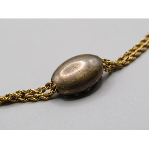 1642 - GOLD NECKLACE WITH A BEAN PENDANT SET WITH SEED PEARL