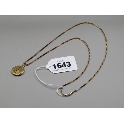 1643 - 10Ct GOLD ROPE TWIST CHAIN WITH PLATED LOCKET