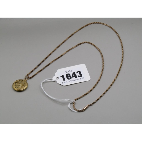 1643 - 10Ct GOLD ROPE TWIST CHAIN WITH PLATED LOCKET