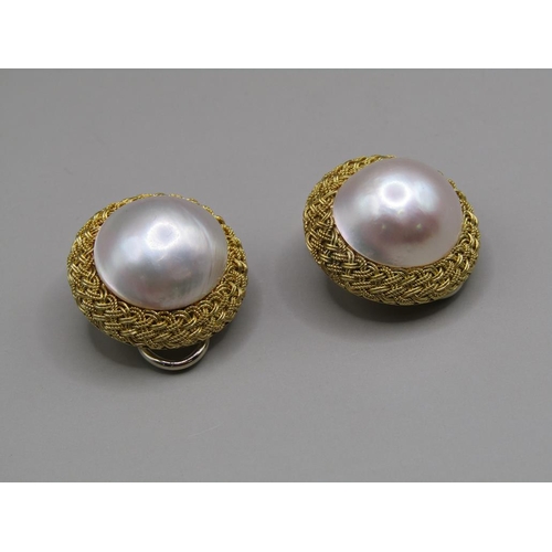 1650 - PAIR OF 18ct GOLD PEARL CLIP EARRINGS