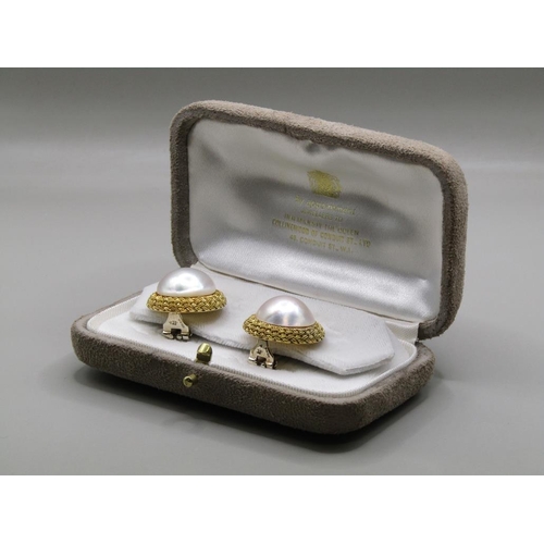 1650 - PAIR OF 18ct GOLD PEARL CLIP EARRINGS