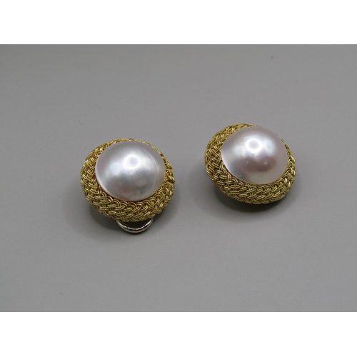 1650 - PAIR OF 18ct GOLD PEARL CLIP EARRINGS