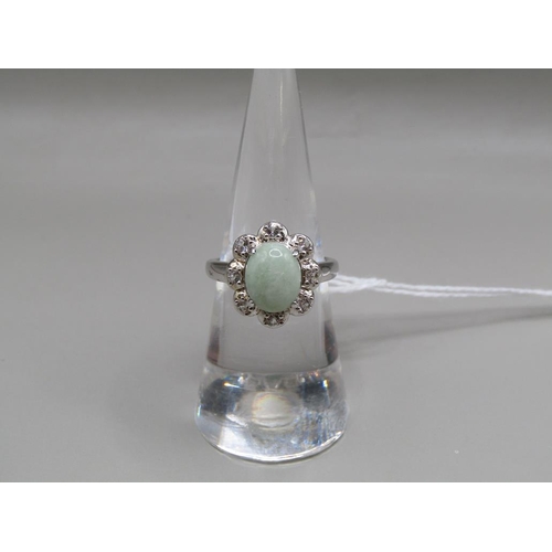 1653 - SILVER NATURAL JADE RING - SIZE L