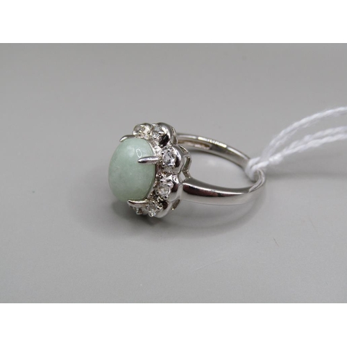 1653 - SILVER NATURAL JADE RING - SIZE L