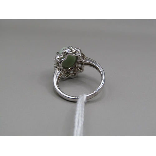 1653 - SILVER NATURAL JADE RING - SIZE L