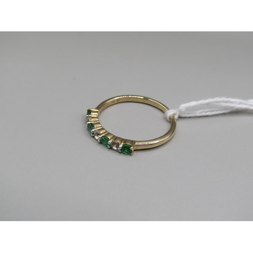 1654 - GOLD EMERALD WHITE SAPPHIRE RING - SIZE Q