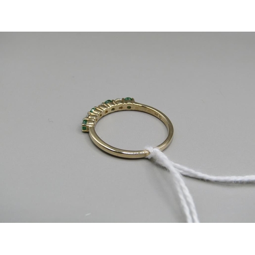 1654 - GOLD EMERALD WHITE SAPPHIRE RING - SIZE Q