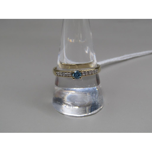 1660 - GOLD BLUE DIAMOND SOLITAIRE RING - SIZE S