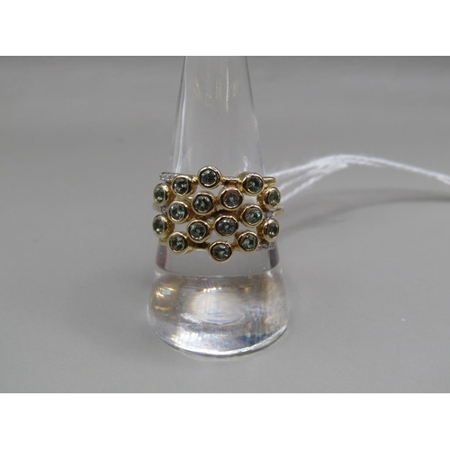 1661 - GOLD AQUAMARINE BUBBLE RING - SIZE P